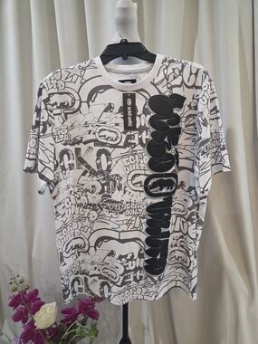 Ekco Unitd Unisex Black & White Graphic Short Sleeve Crew Tee